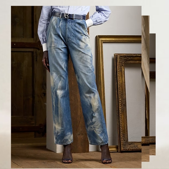 Ralph Lauren Purple Label Denim - Ralph Lauren Purple Label Collection Driss Wide Leg Denim Jean Size 30